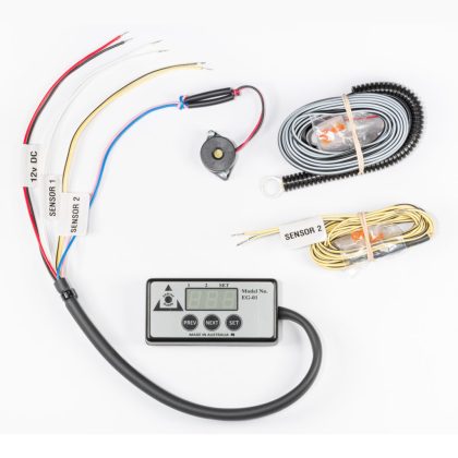 EG01/03 - ENGINE GUARD - Single Temperature Sensor (input 1) and Voltage Meter OR Low Oil Pressure Alarm (input 2)