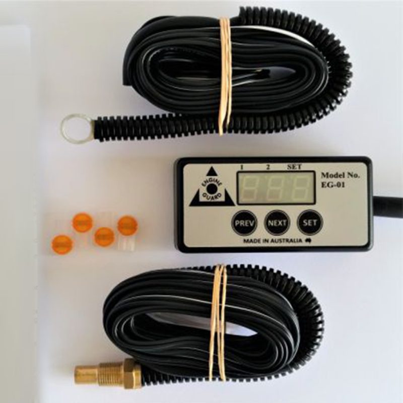 EG01 / 06 – Display with 1 x Engine Temp Sensor (bolt on) + 1 x Fluid / Coolant Sensor (in-line hose). Available on special order. - Image 2
