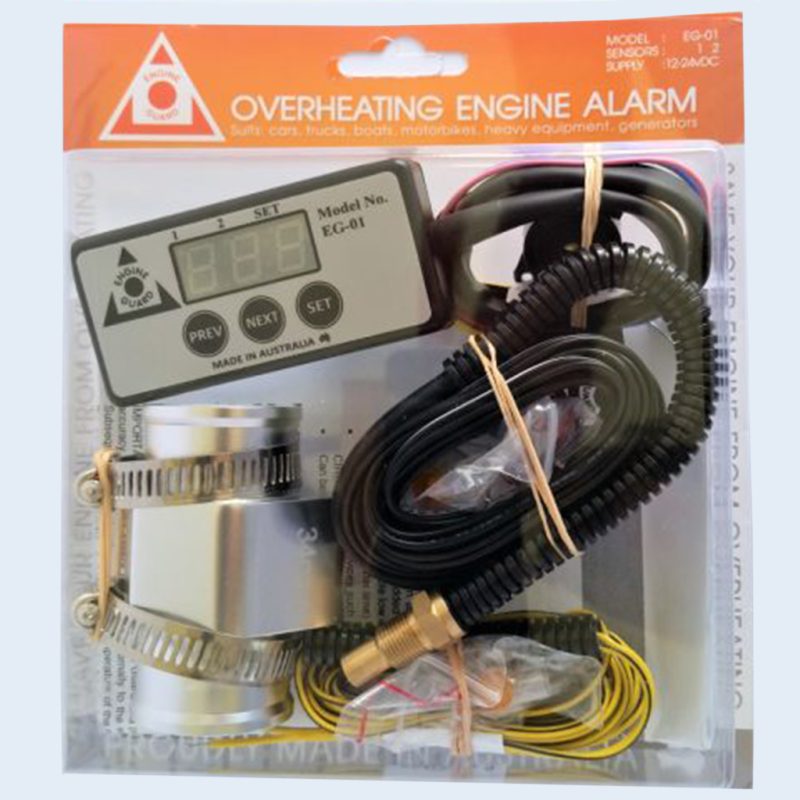 EG01 / 07 – Display with 1 x Fluid / Coolant Sensor (in-line hose) + either Oil Pressure or Voltage interface. Available on special order.